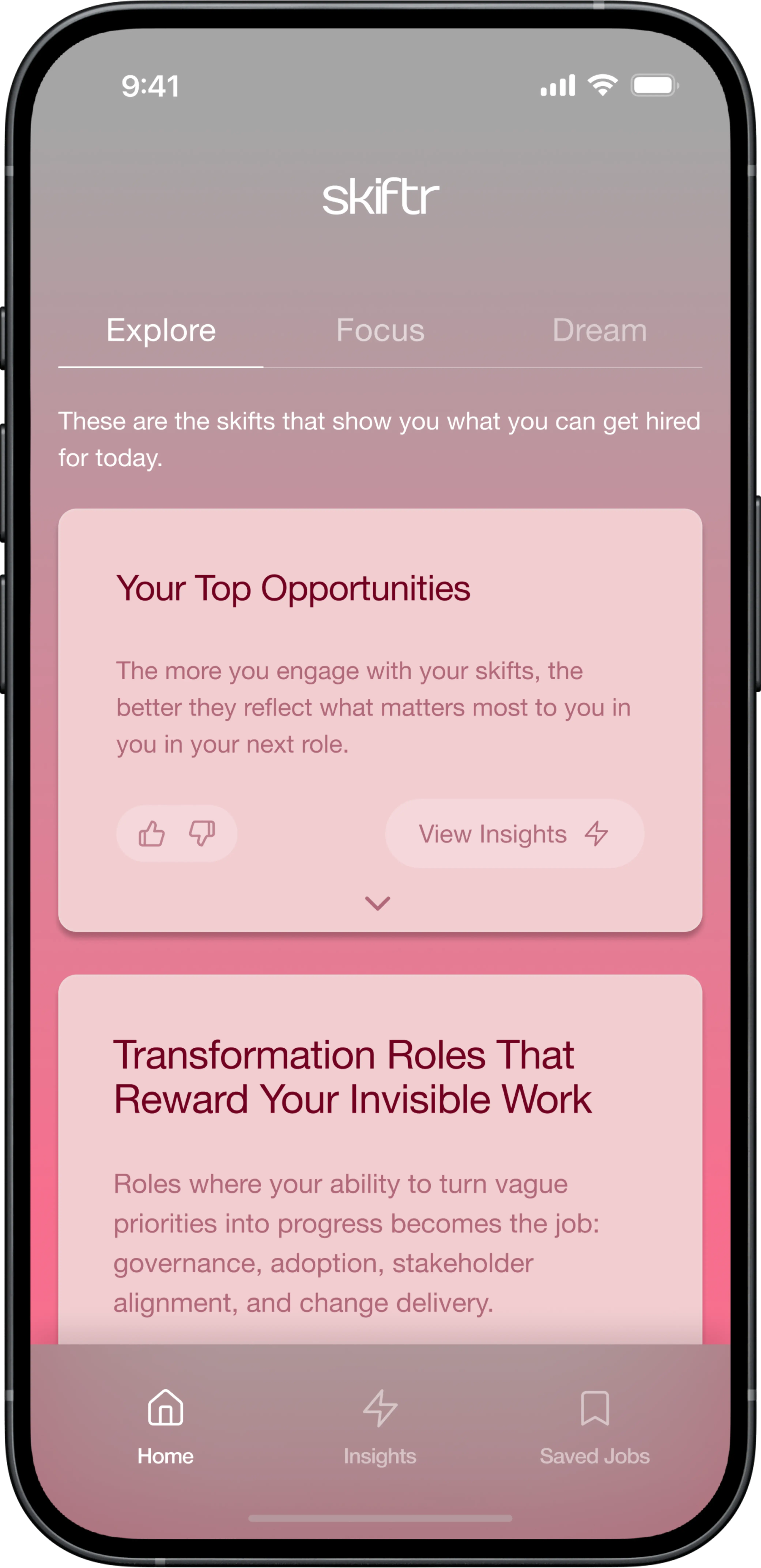 Career exploration options on mobile